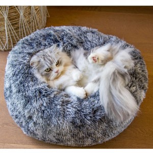 BOBBY | Chien et Chat | Coussin donut POILU noir
