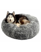 BOBBY | Chien et Chat | Coussin donut POILU noir