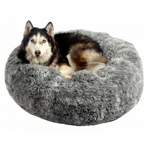 BOBBY | Chien et Chat | Coussin donut POILU noir