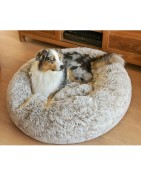BOBBY | Chien et Chat | Coussin donut POILU Beige