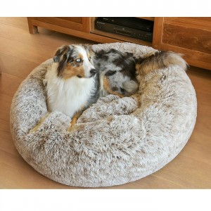 BOBBY | Chien et Chat | Coussin donut POILU Beige