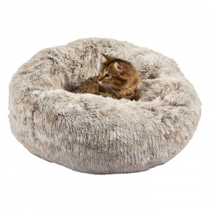 BOBBY | Chien et Chat | Coussin donut POILU Beige