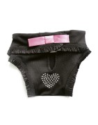 Camon | Chien | Culotte hygiène fantaisie noire cœur strass