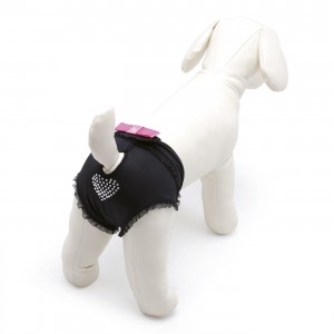 Camon | Chien | Culotte hygiène fantaisie noire cœur strass