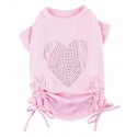 Doggy Dolly | Chien | T-shirt rose avec coeur strass et nœud rose : Taille:S - Dos 22 à 25 cm. Chien 2 kg.
