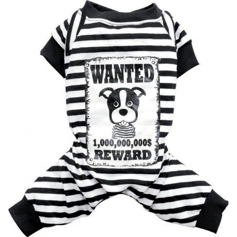 Doggy Dolly | Chien | Pyjama rayé noir et blanc WANTED
