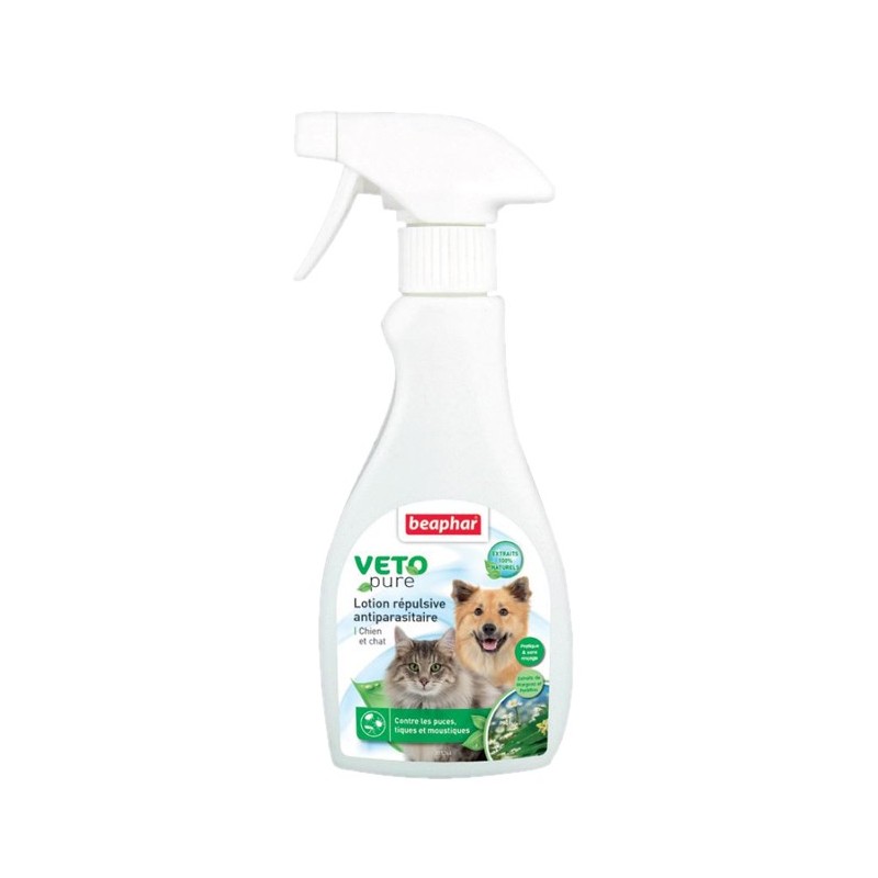Lotion répulsive antiparasitaire pour chien et chat VETOPURE| Beaphar