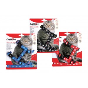 Camon | Chat | Harnais nylon motif chat + laisse
