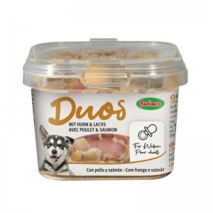 Boite de petites friandises pour chien coeurs fourrés au poulet et à l'agneau DUOS