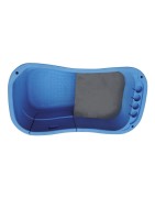 Baignoire polyéthylène bleue sur pieds pour lavage chien
