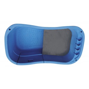 Baignoire polyéthylène bleue sur pieds pour lavage chien