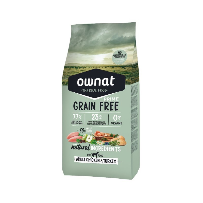 Ownat | Chien | Croquette Sans Céréales PRIME Adulte Poulet et Dinde