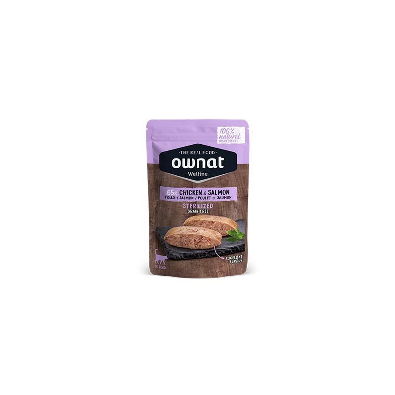 Ownat | Chat | Pâtée Wetline Poulet et Saumon Chat stérilisé 85 g