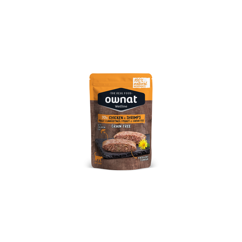 Ownat | Chat | Pâtée Wetline POULET/CREVETTE Sans Céréales 85 g
