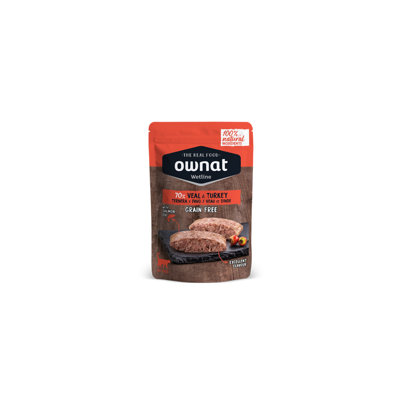 Ownat | Chat | Pâtée Wetline VEAL/TURKEY Sans Céréales 85 g