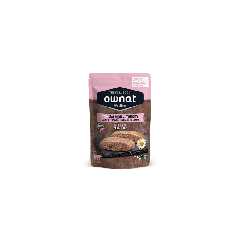 Ownat | Chat | Pâtée Wetline Kitten SALMON/TURKEY Sans Céréales 85 g