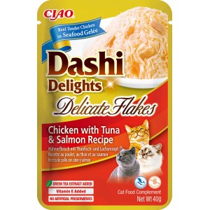 INABA Chat Dashi Delicate Flakes – Poulet, Thon & Saumon – 40 g