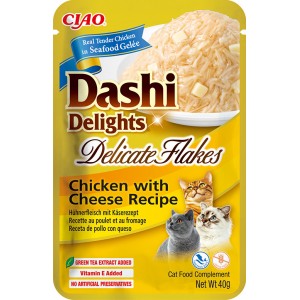 INABA Chat Dashi Delicate Flakes – Poulet & Fromage – 40 g