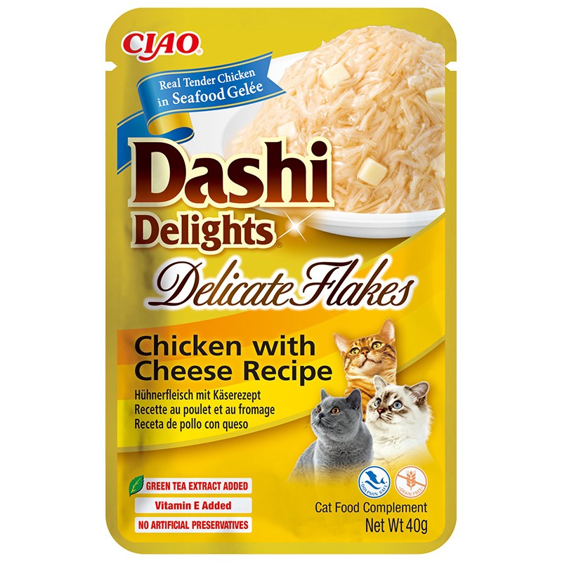 INABA Chat Dashi Delicate Flakes – Poulet & Fromage – 40 g