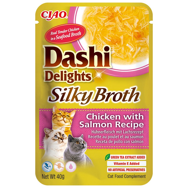 INABA Chat Dashi Delights Silky Broth – Poulet & Saumon – 40 g