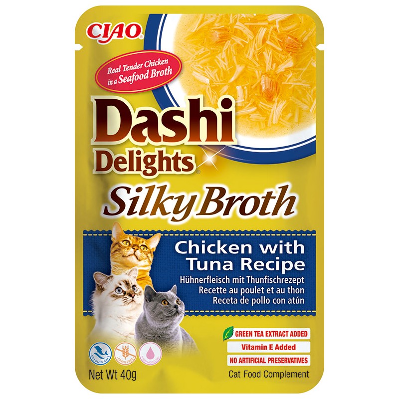 INABA Chat Dashi Delights Silky Broth – Poulet & Thon – 40 g