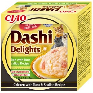 INABA Chat Dashi Delights – Poulet, Thon & Saint-Jacques – 70 g