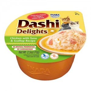 INABA Chat Dashi Delights – Poulet, Thon & Saint-Jacques – 70 g