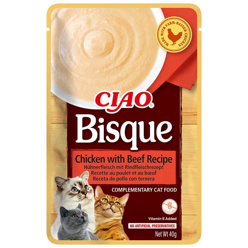 INABA Chat Ciao Bisque – Poulet & Bœuf – 40 g