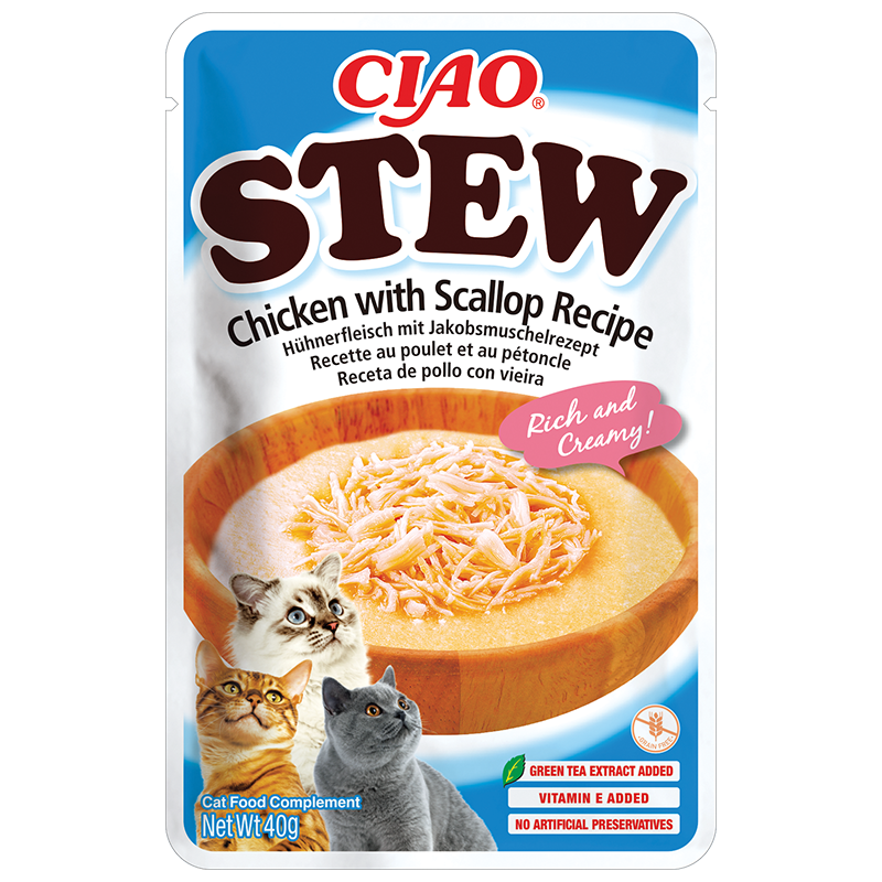 INABA Chat Ciao Stew – Poulet & Saint-Jacques – 40 g