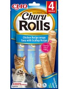 INABA Chat Churu Rolls – Wrap Poulet & Thon Saint-Jacques – Pack de 4 – 40 g