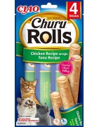 INABA Chat Churu Rolls – Wrap Poulet & Thon – Pack de 4 – 40 g