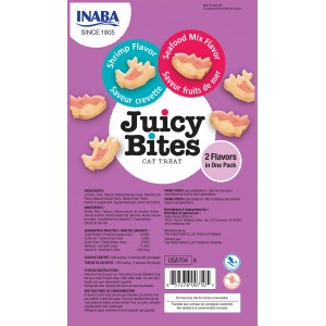 INABA Chat Juicy Bites – Crevette & Fruits de Mer – Pack de 3 – 33,9 g