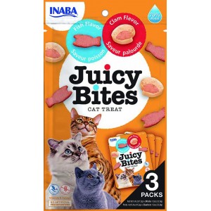 INABA Chat Juicy Bites – Poisson & Palourde – Pack de 3 – 33,9 g