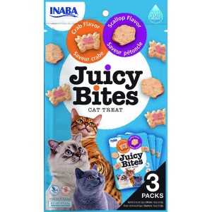 INABA Chat Juicy Bites – Saint-Jacques & Crabe – Pack de 3 – 33,9 g