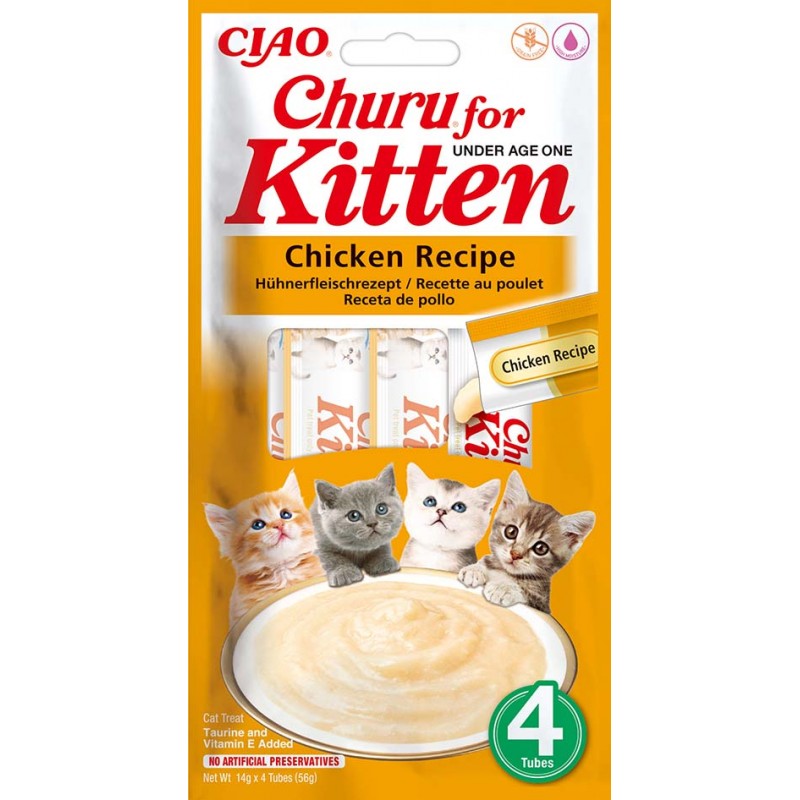 INABA Chat Churu Kitten – Poulet – Pack de 4 – 56 g