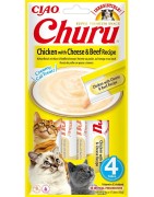 INABA Chat Churu – Poulet, Bœuf & Fromage – Pack de 4 – 56 g