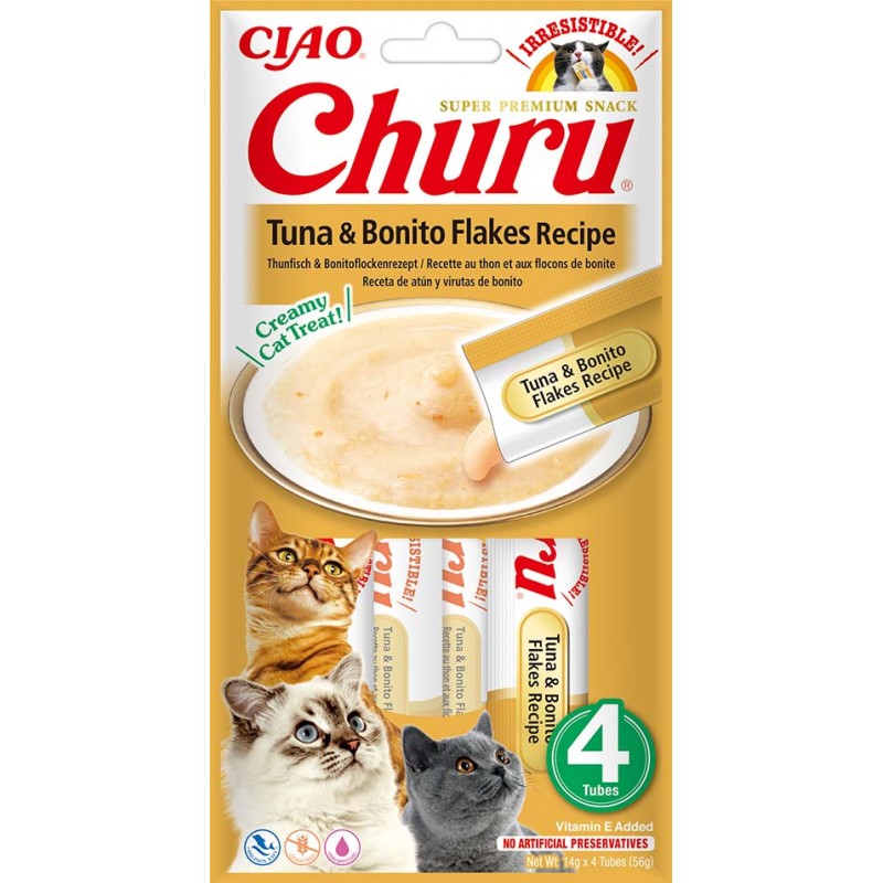 INABA Chat Churu – Thon Flocons de Bonite – Pack de 4 – 56 g