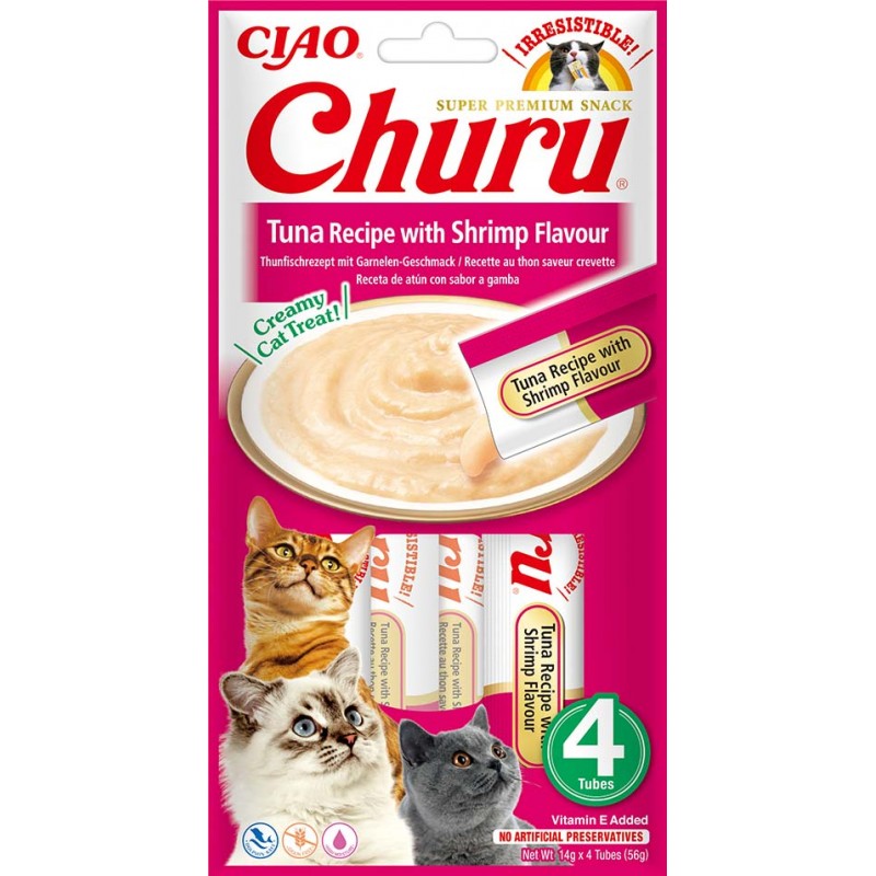 INABA Chat Churu – Thon Saveur Crevette – Pack de 4 – 56 g