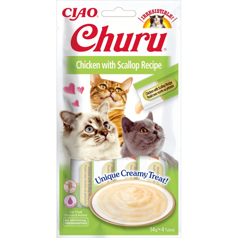 INABA Chat Churu – Poulet Saint-Jacques – Pack de 4 – 56 g