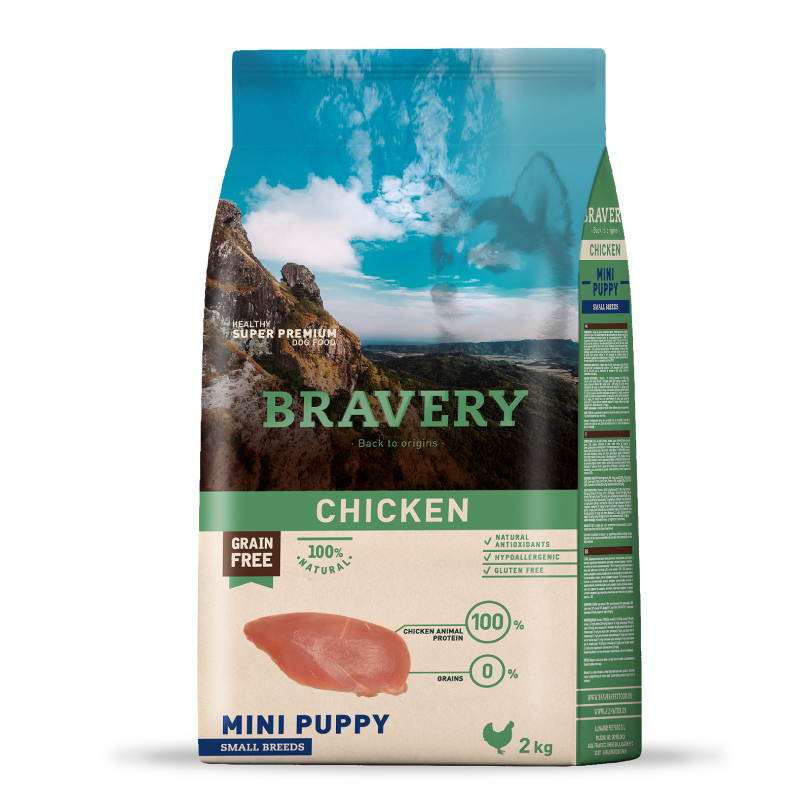 Croquettes BRAVERY MINI PUPPY CHICKEN 2 KG