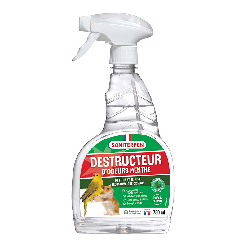 Spray destructeur d’odeurs Saniterpen et élimine les salissures. 750 ml.