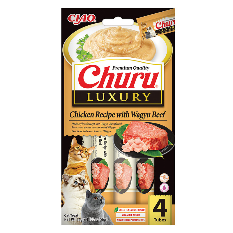 INABA Chat Churu Luxury – Thon & Bœuf Wagyu – Pack de 14 – 56 g