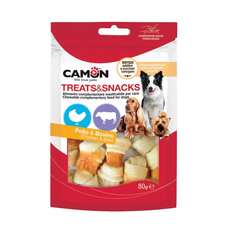 Sachet de friandises pour chien et chiot | Os noués au poulet et au boeuf