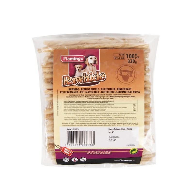 100 mini sticks torsadés 100% peau de buffle | Friandise pour chien et chiot