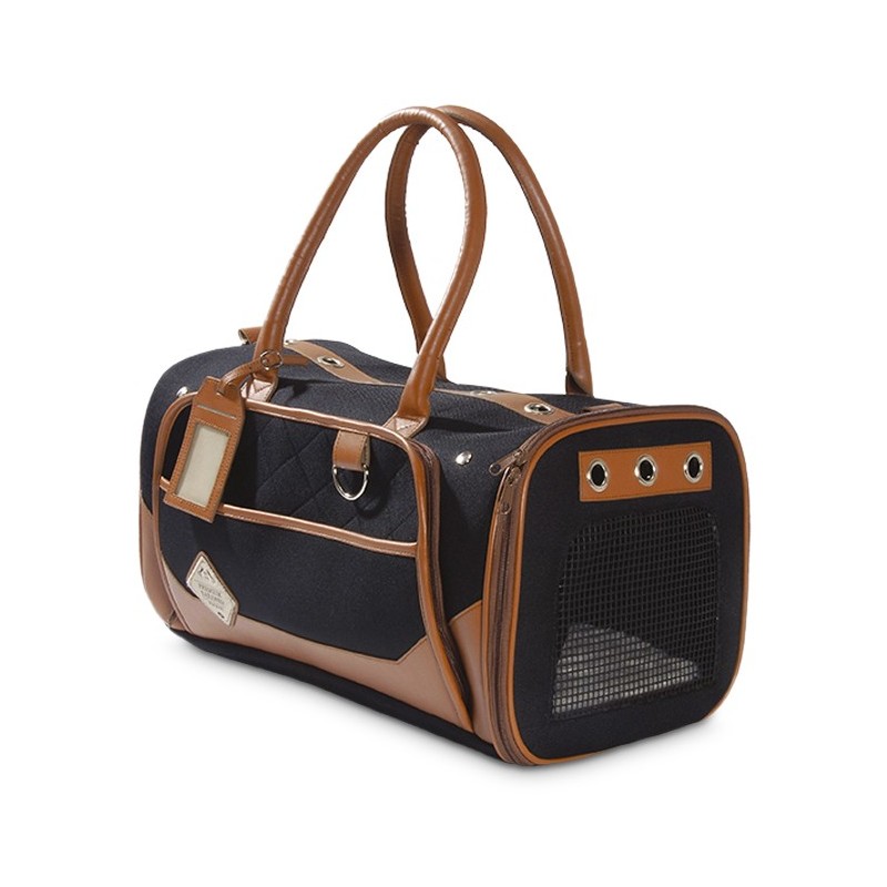 Sac de transport pour chien noir et camel TRANSAT | Bobby