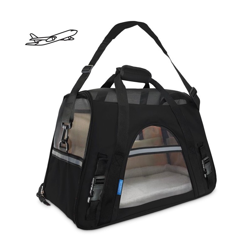 Sac de transport noir pour chien FLY pour voyager en avion et train