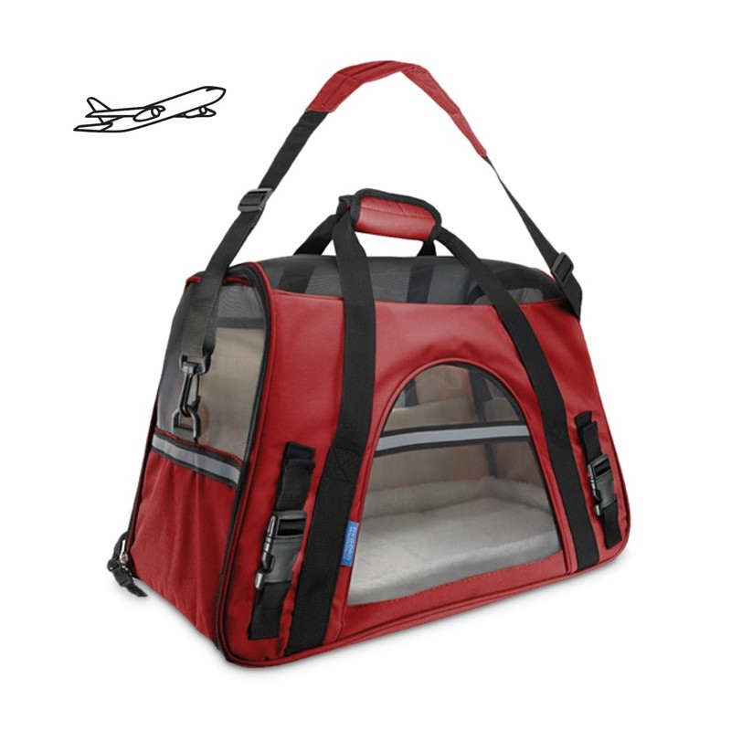 Sac de transport rouge pour chien FLY pour les voyages en avion et train