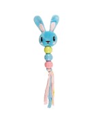 Peluche tête de lapin sonore avec bandes en tissu et perles | Jouet chiot et chaton