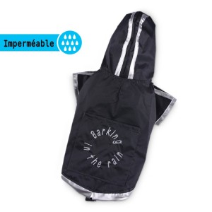 Manteau noir souple imperméable pour chien avec manches 2 pattes
