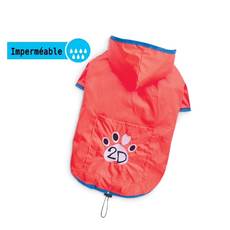 Manteau imperméable souple à capuche FLUID rouge | Petit chien
